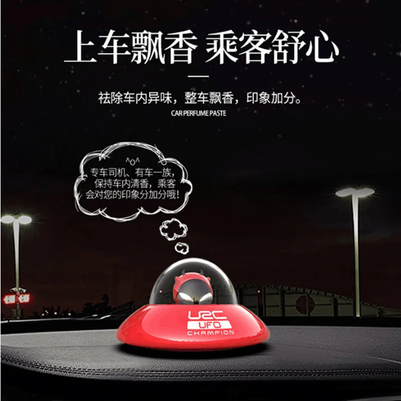 UFO Alien Car Air Freshener | Citrus Ocean Scented Vent Clip Deodorizer close-up view