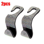 2Pcs  Car Seat Back Hook Bling Diamond Hanger Backseat Auto Back Universal Headrest  Storage Holder Car Interior Accessories