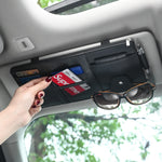 JFBONIN Car Sun Visor Organizer Storage Box with Sunglasses Clip Business Card Holder Bi detail view