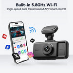 REDTIGER A6 3 Cameras Front/Cabin/Rear 4K Dash Cam | Built-in WiFi GPS Parking Monitor close-up view