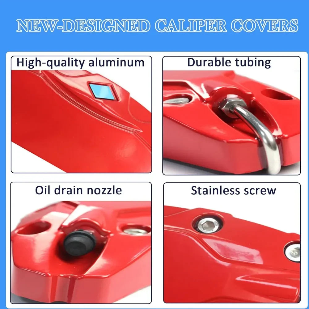 4Pc Brake Caliper Cover for Tesla Model 3 Y | Aluminum Alloy Car Modification Accessor close-up view