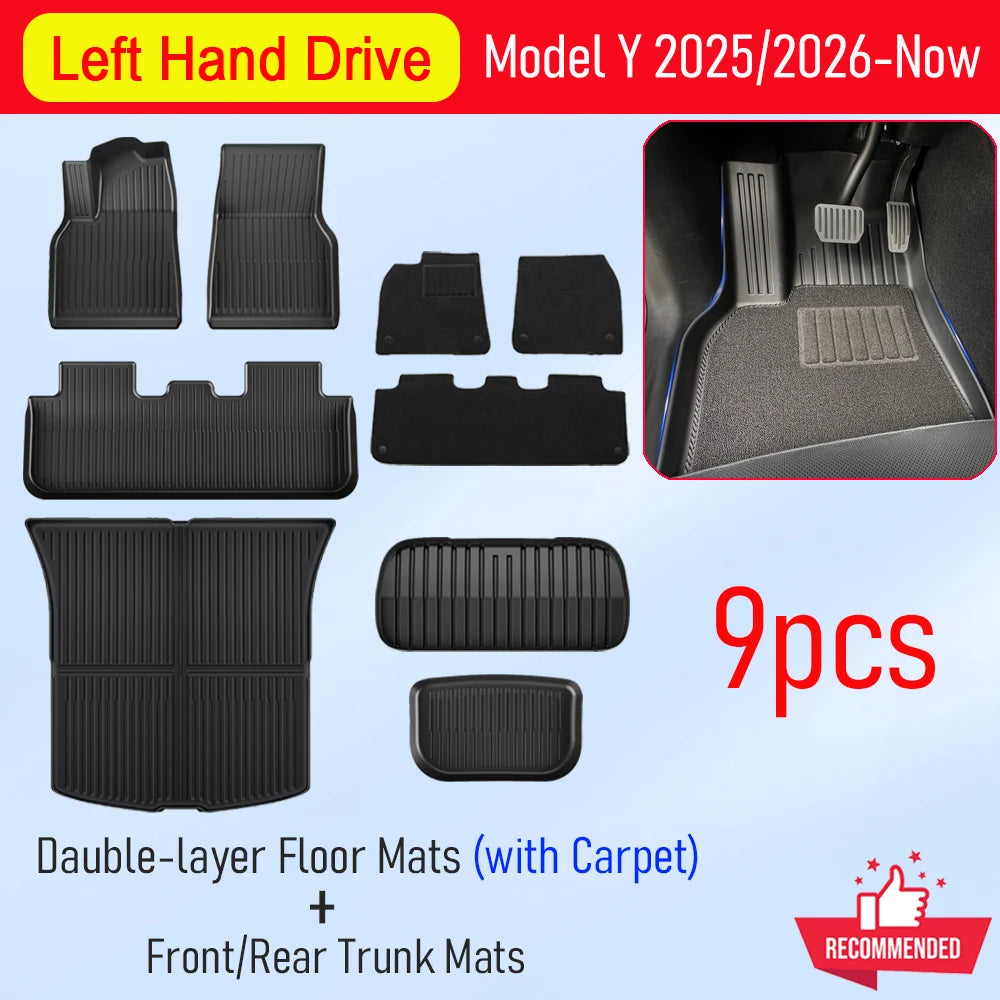 Tesla Model Y Juniper 2025–2026 Floor Mats | Cargo Liner, Trunk, Backrest & Kick Pads close-up view