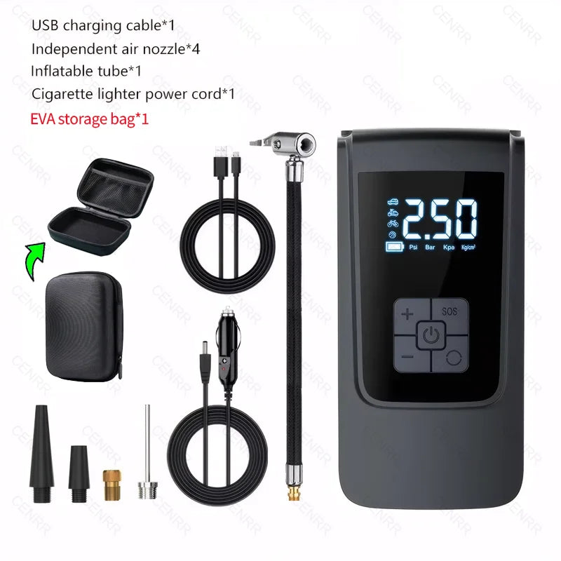 Wireless Car Air Pump Portable Air Compressor Electric Tire Inflator with LCD Digital lifestyle view