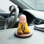 ABS Plastic Monk Car Dashboard Ornament Solar Powered Bobblehead Figurines Automatic nodding Little Monk Car Interior Accessory