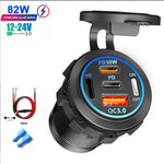 New Car USB Charger PD3.0 & QC3.0 Fast Charging Socket with Voltmeter On/Off Switch 1 alternate view