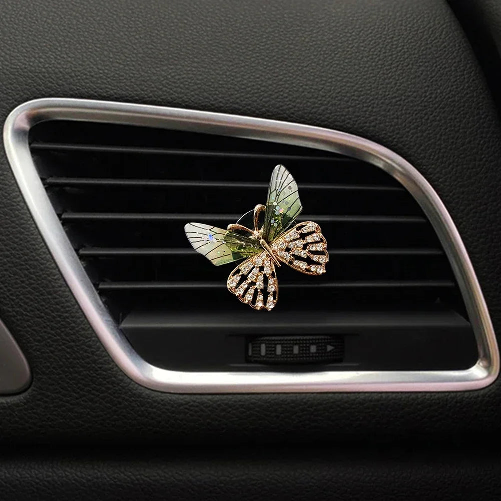 Butterfly Car Perfume Clip Dragonfly Shape Shiny Rhinestone Auto Air Outlet Freshener Perfume Clip for Car Accessories Interior