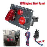 Car Switch Panel 2 Toggle Start Push Button Carbon Fiber