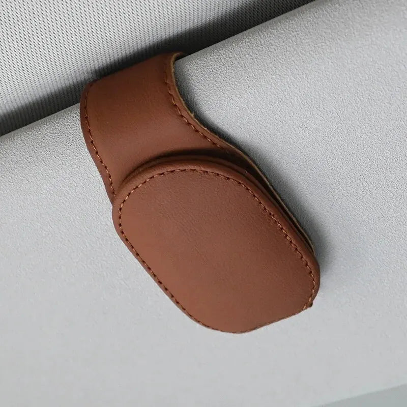 Universal Car Auto Sun Visor Eyeglass Hanger Clip Leather Glasses Holder Magnetic Multi- detail view