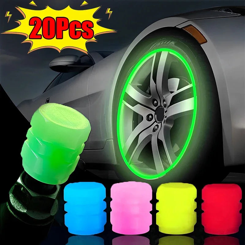 Luminous Valve Caps Fluorescent Night Car Tire Valve Caps Motorcycle Bike Glowing Decor Wheel Nozzle
