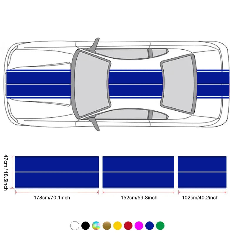 Car Stickers 6pcs Kit | Full Body Vinyl Decals Racing Stripe Design for Roof Hood Doo alternate view