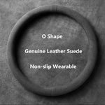 Car Steering Wheel Covers Cowhide Suede Steering Wheel Cover Wrap Universal 37-38cm Br close-up view