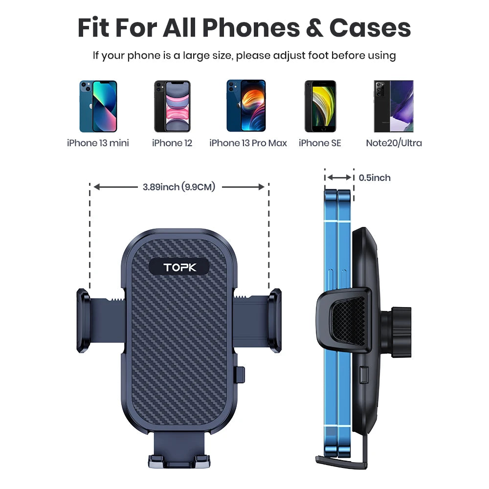 TOPK D42-G Car Phone Holder Mount, Upgraded Metal Hook Cell Phone Holder For Car Ai additional angle