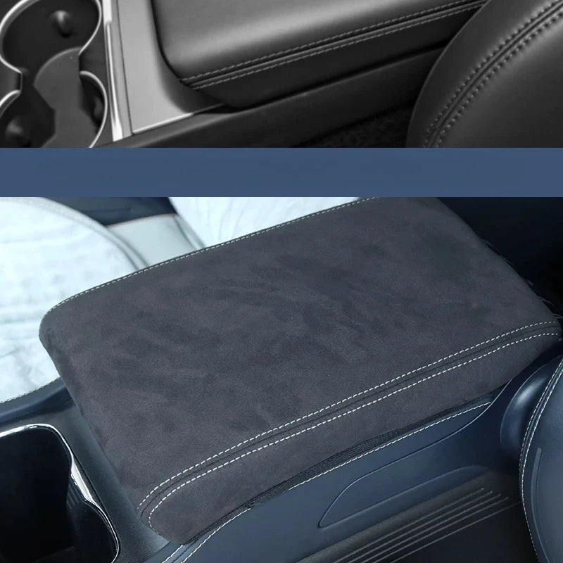 For BYD ATTO 3 EVO Yuan Plus 2026 2027 Center Console Cover Armrest Box Protector Pad Black Suede Interior Accessories