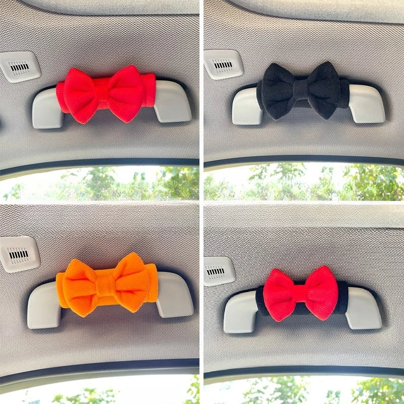 Car Roof Handle Protective Cover Cute Car Decoration Butterfly Bow Roof Armrest Cover