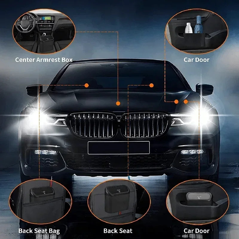 3Pcs Mini Car Trash Can with Lid close-up view