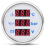 3 in 1 Car Gauge Water Temperature Oil Pressure Voltmeter 52mm Digital Red Backlight | close-up view