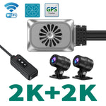 UHD 2K Motorcycle Camera Recorder | WiFi Dual 1440P DVR with 24H Parking Monitor alternate view