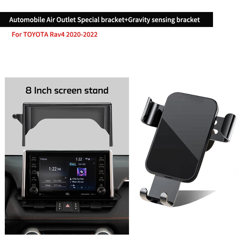 Car Mobile Phone Holder For Toyota Rav4 8-in Screen Fixing Navigation Bracket Wireless Charging Navigation Cellphone Holder