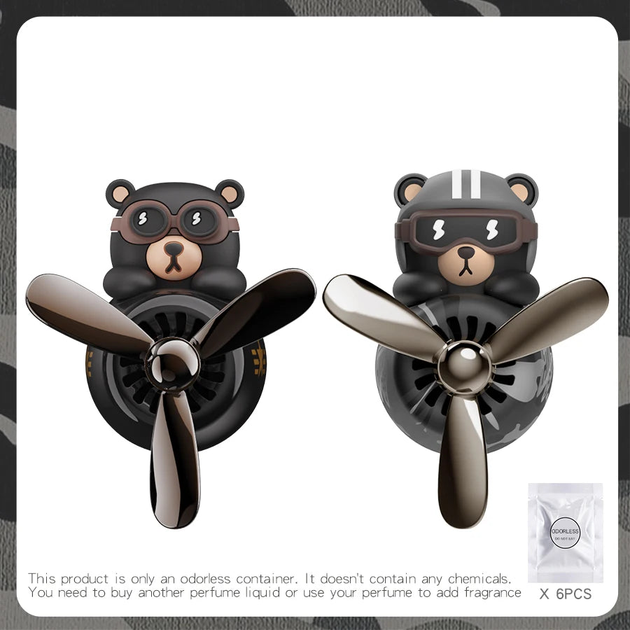 No Fragrance DIY Perfume Rotating Propeller Bear Car Air Freshener Ornament | Cool Ven close-up view