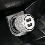 New Bling USB Car Charger 5V 2.1A Dual Port Fast Adapter Pink Car Decor Car Styling D alternate view