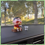 Crayon Shin-chan 2026 New Style Creative Cartoon Figurine Eating Potato And White Dog Car Dashboard Ornament Interior Decoration