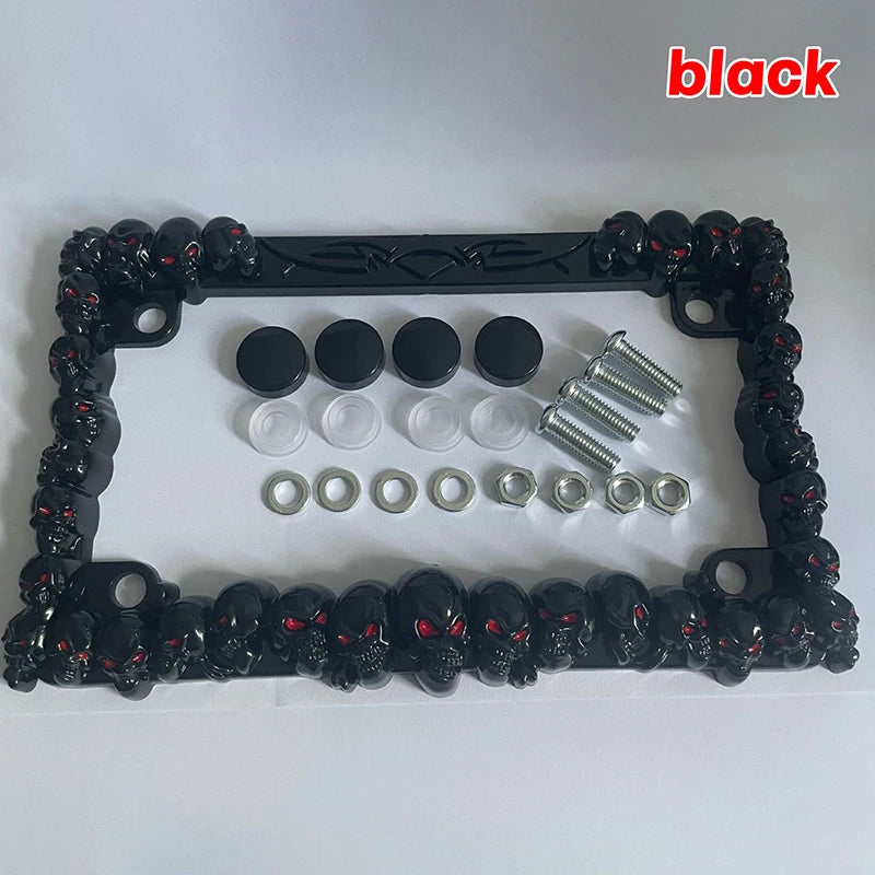 Skull Motorcycle License Plate Frame | American Style Stylish Vehicle Decoration alternate view