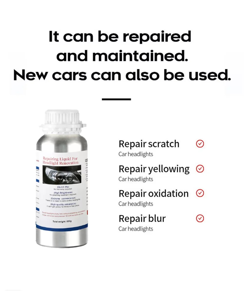 2PCS Car Headlight Liquid Polymer Polish 800ML Car Headlights Polishing Renovation Repair Liquid Light Restoration Besteam Auto Part