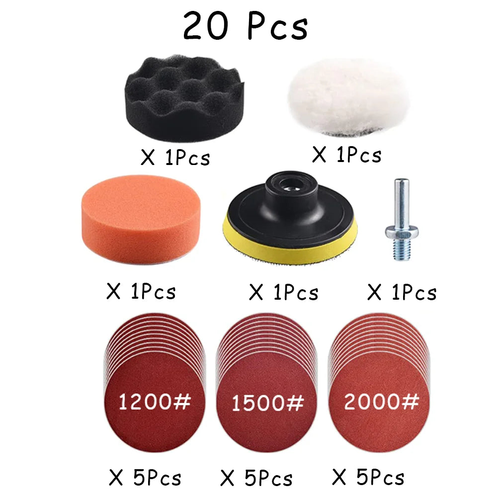 15-65 Pcs Car Headlight Repair Restoration Kit 3 Inch 75mm Sanding Plate Waxing Sponge S detail view