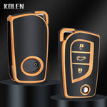 TPU Car Flip Key Case Cover Shell Fob For Toyota Camry Rav4 Auris Corolla Verso Yaris close-up view