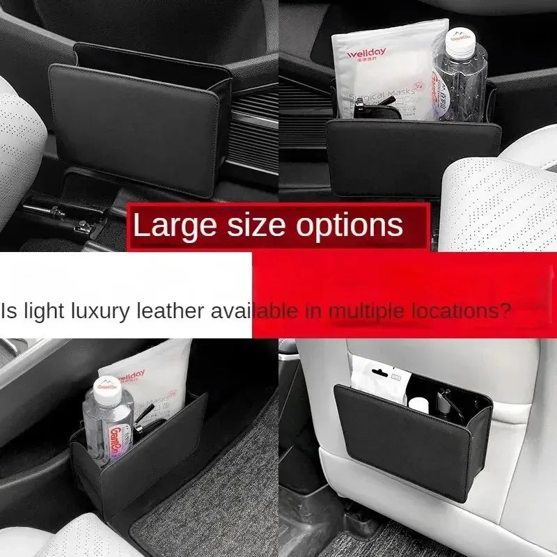 Car Trash Can PU Leather Foldable Seat Back Hanging Car Trash Bin detail view