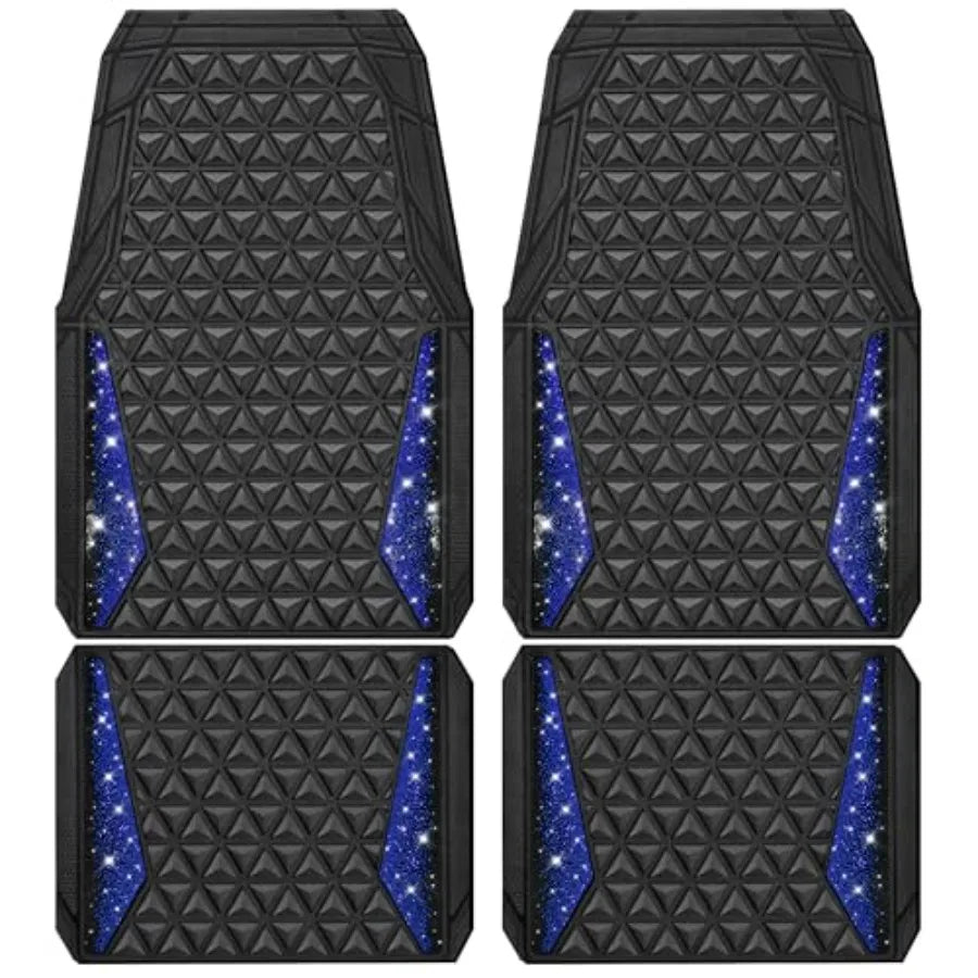 Dazzle Glitter Car Floor Mats | 3D Rhombus, Anti-Slip, Waterproof, Universal Trim Fit