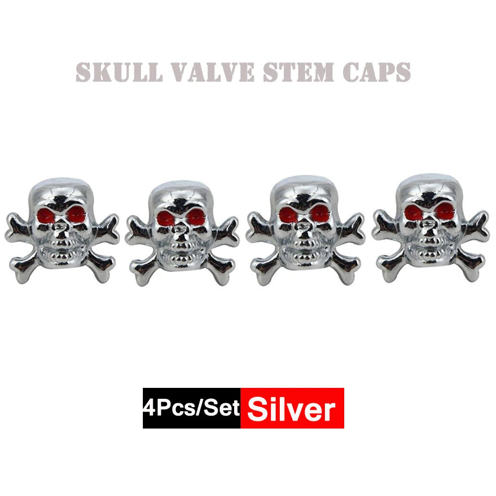 DSYCAR 4Pcs Skull Tire Valve Caps | Universal Dustproof Stem Caps additional angle