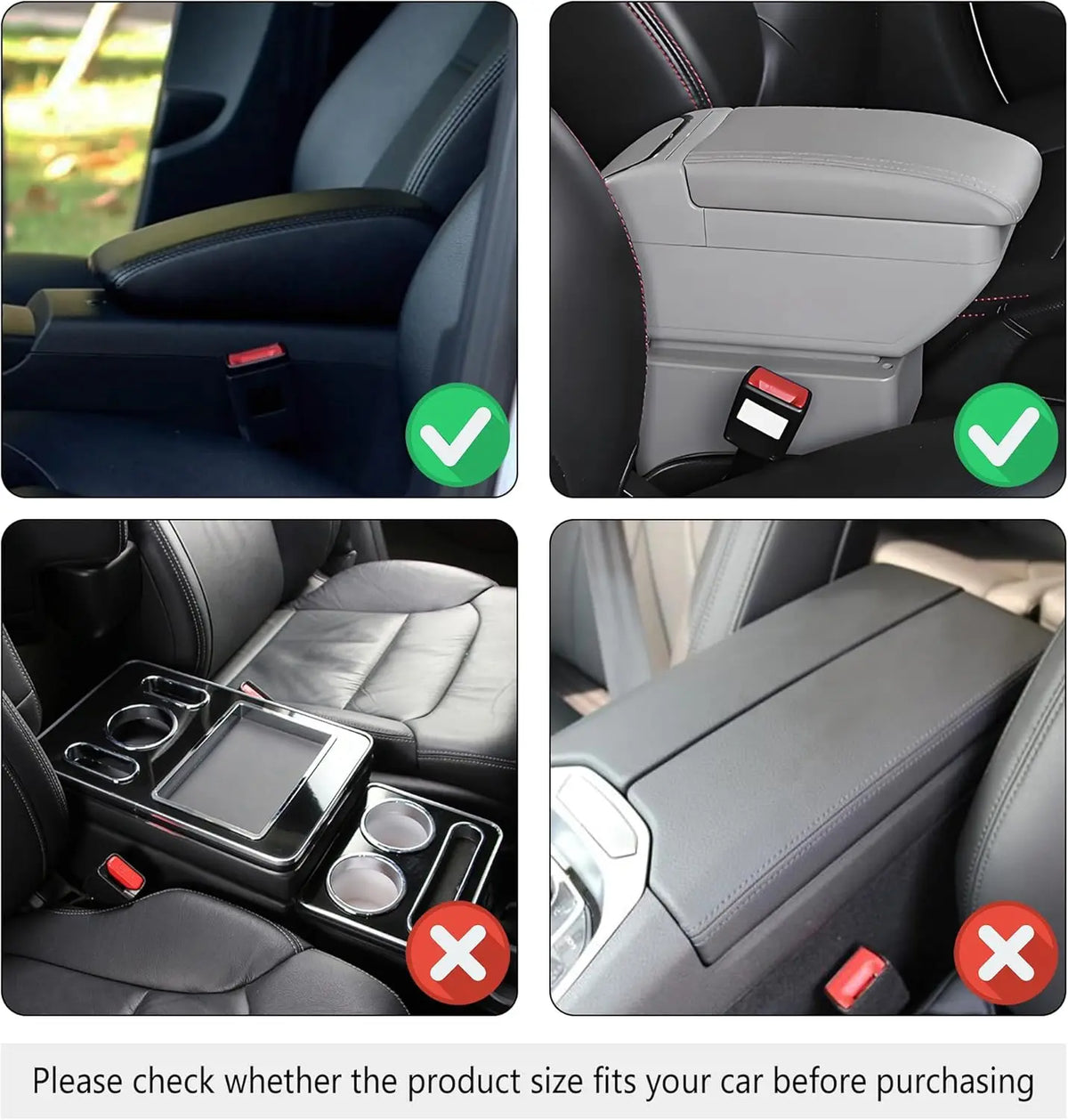 Upgraded Microfiber Leather Car Center Console Armrest Cover Cushion | with 2 Storage Bags | Universal for Most Cars