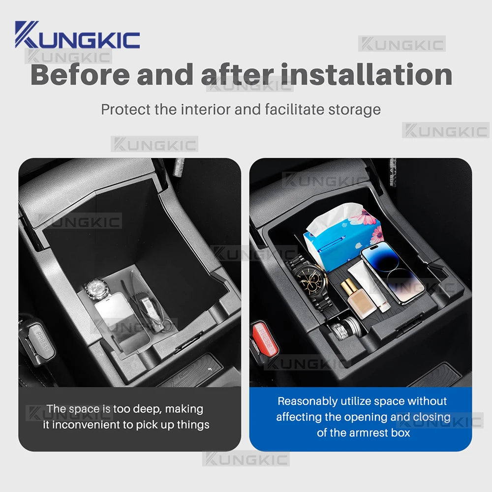 KUNGKIC For Subaru Forester 2025 2026 2027 LHD RHD Car Armrest Box Storage Tray Center Console Stowing Case With Silicone Mat