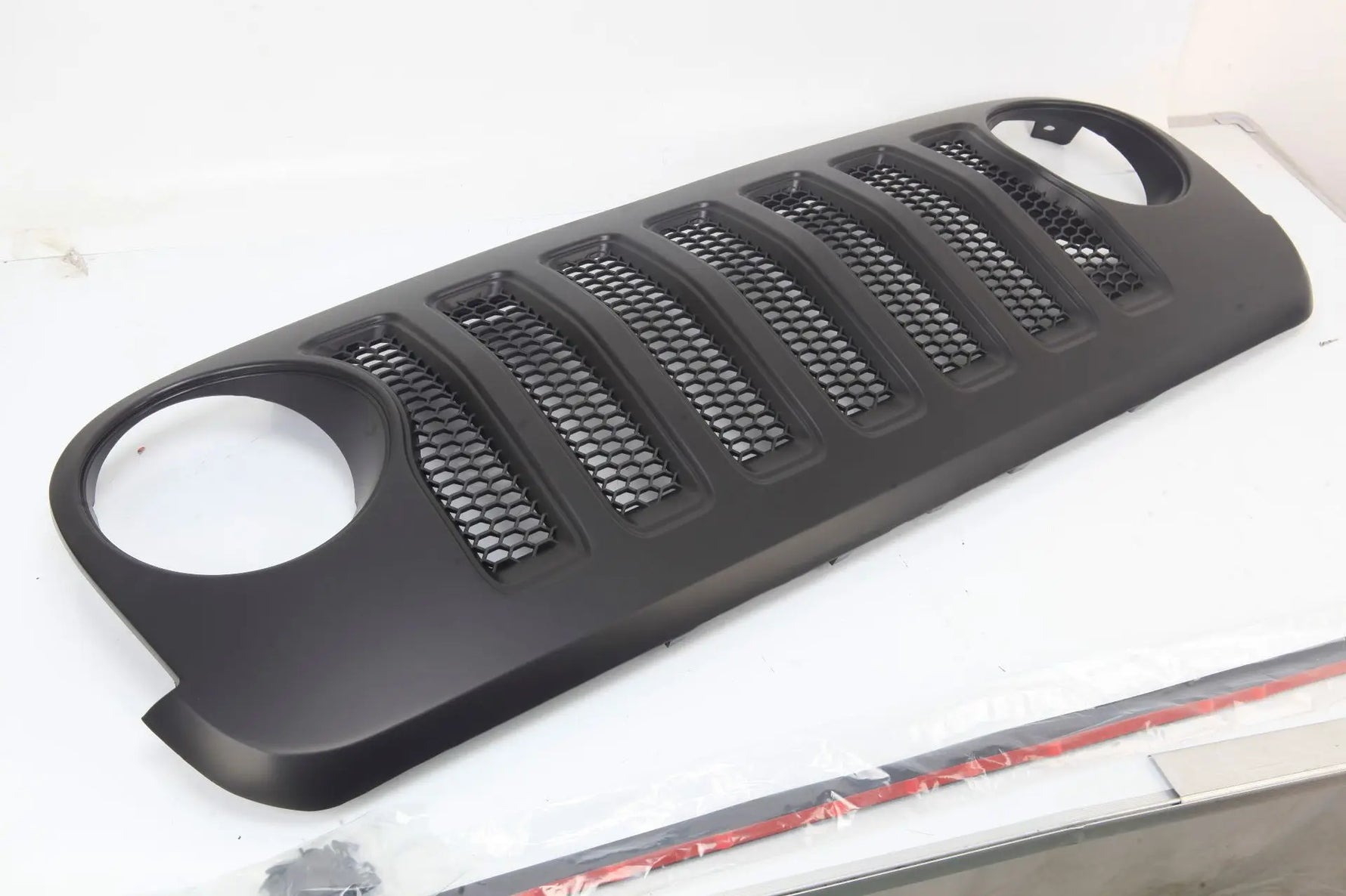 ABS Front Grille for Jeep Wrangler 2007-2017 | Black Grill Guard Cover close-up view