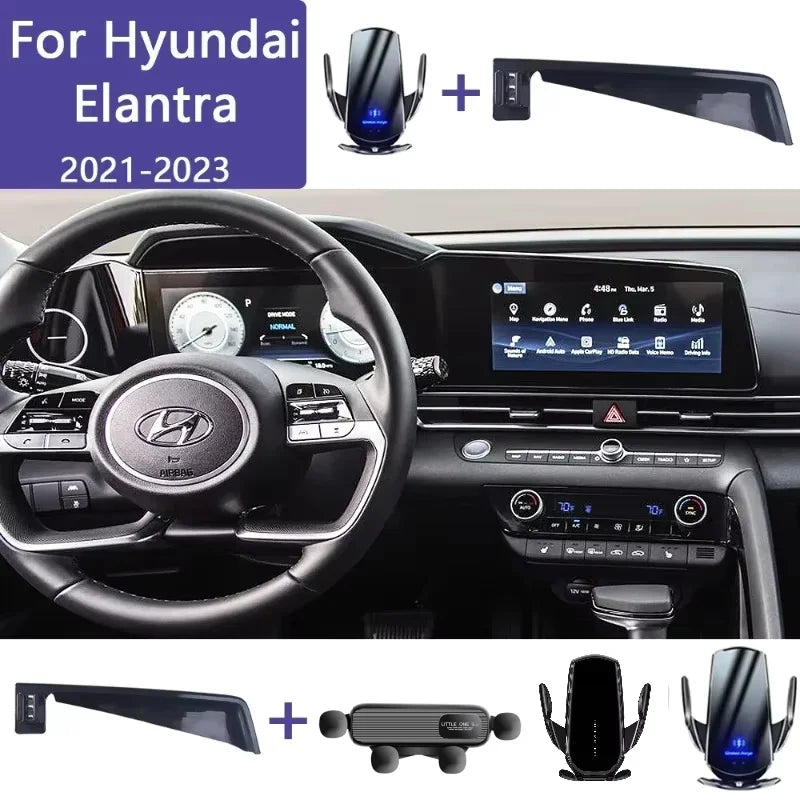 Car Phone Holder For Hyundai Elantra CN7 2023 2021-2024 Navigation Screen Fixed Bracket Wireless Charging Car Phone Mount Base