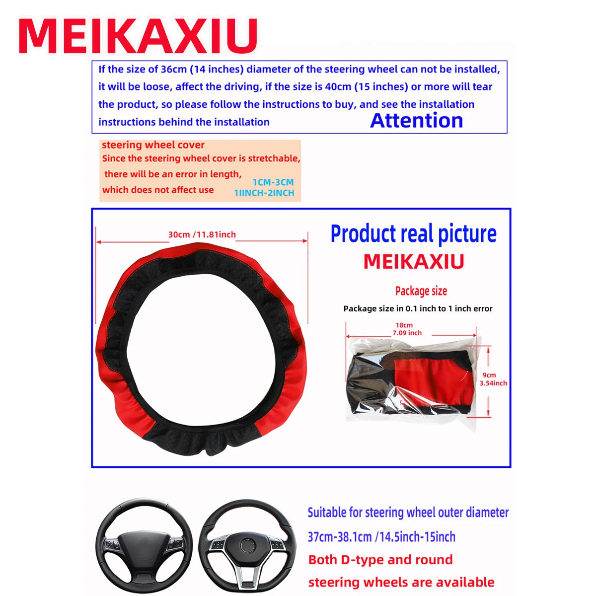 PU leather checkered embossed multi-color car rimless steering wheel cover suitable fo close-up view