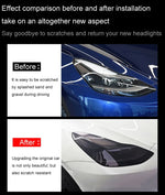 For Tesla Model 3 Y 2017-2023 TPU Blackened Headlight Taillight Foglight Protective Fi close-up view