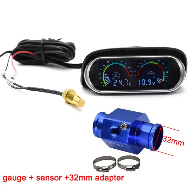 12V 24V Digital Water Temperature Gauge with Volt Meter | 2-in-1 Car Gauge with Senso alternate view