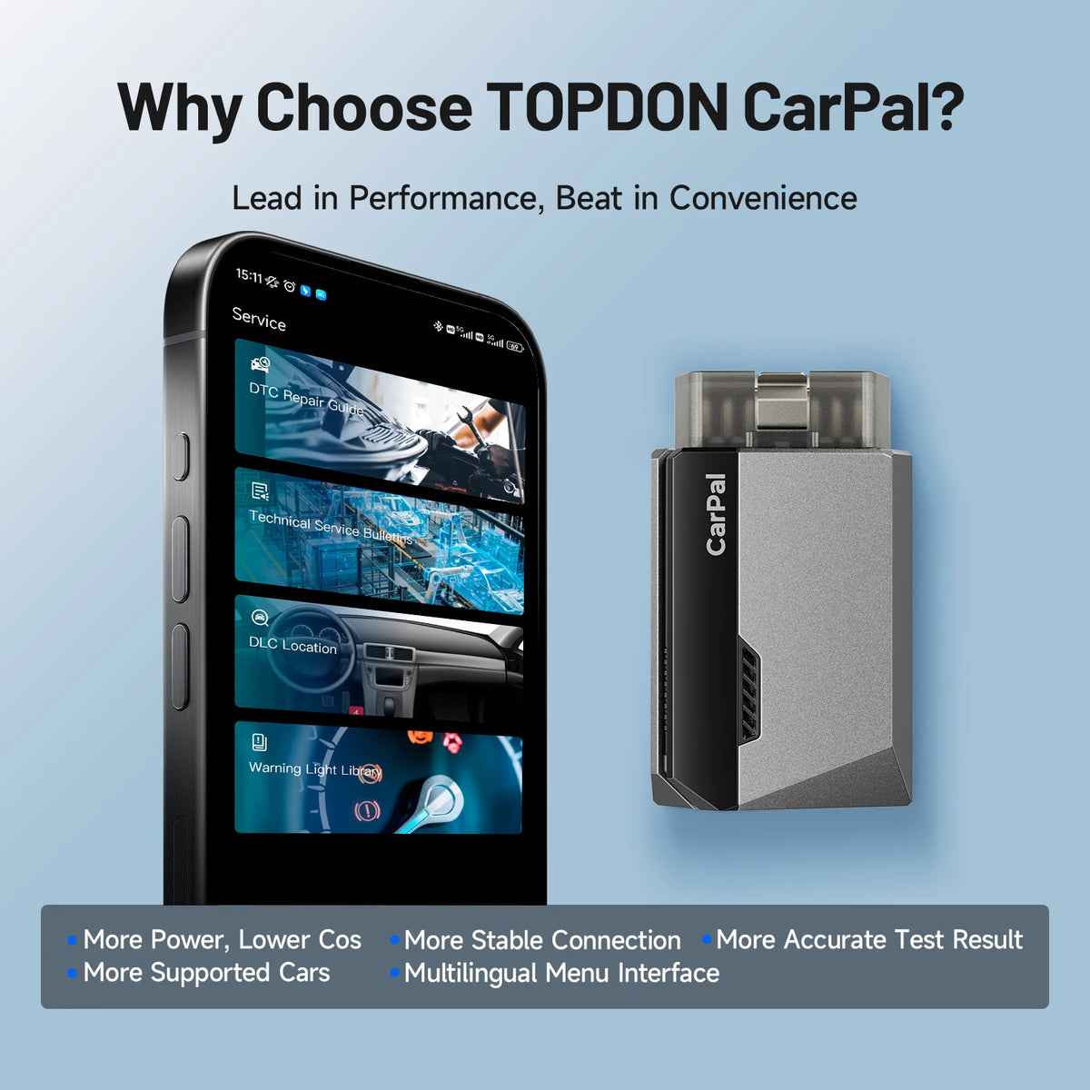 TOPDON Carpal All System OBD2 Scanner Car Diagnostic Tools 6 Reset Test Repair Guidance Auto Scanner OBD2 Battery Health Monitor