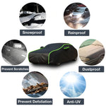 Universal Car Cover with Reflective Strip | Black Outdoor Dust and Snow Protection detail view