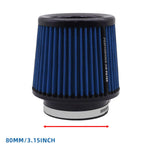 Universal 63/76/80mm Cone Air Intake Filter | Washable High Flow Cold Air Intake for Car detail view
