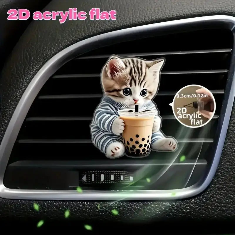 Acrylic Car Vent Clip Aromatherapy Air Freshener Holder 2D Decorative Air Conditioning Vents Accessory for Vehicle Interior