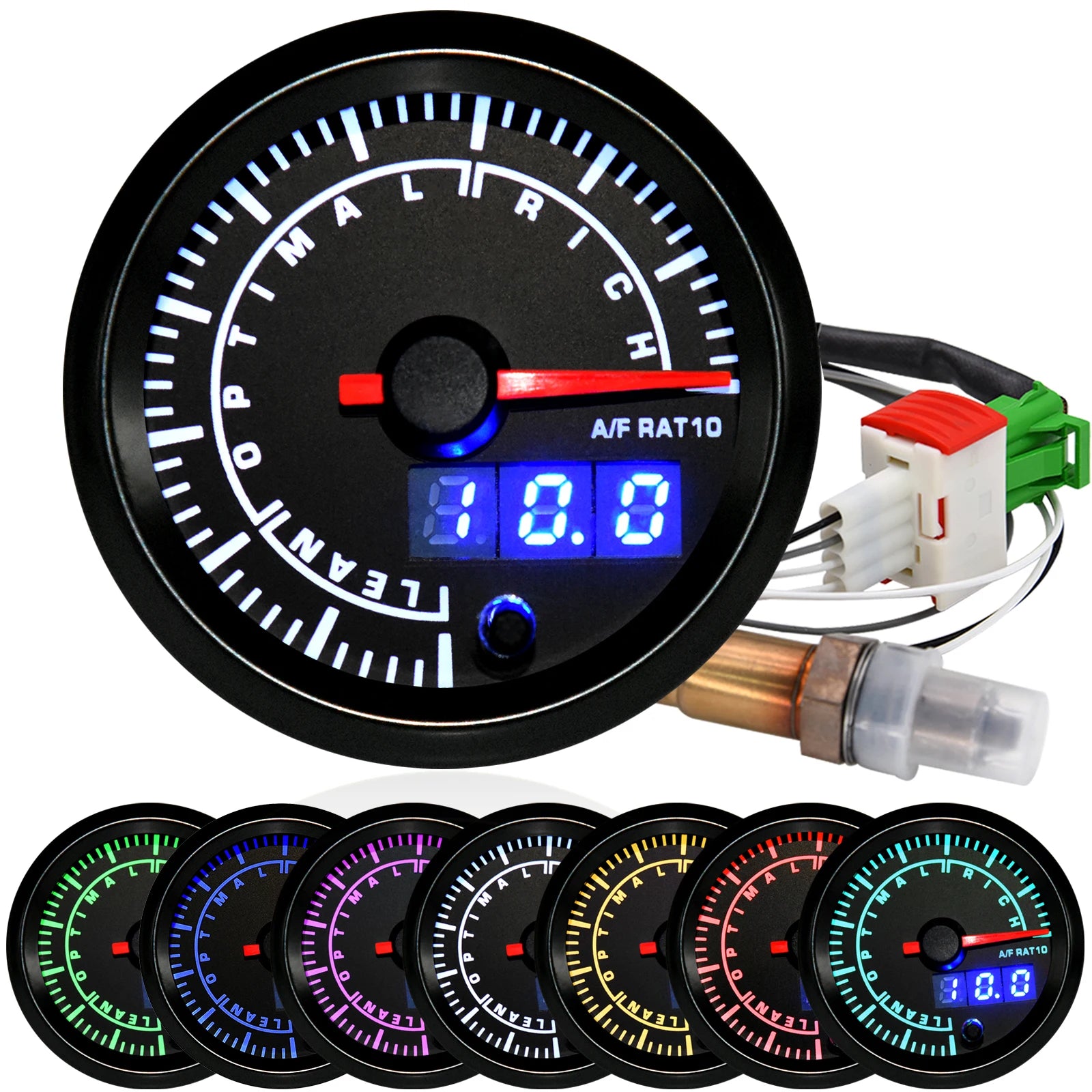 52mm 7 Color LED Car Gauge Set | Boost Water Temp Oil Pressure Voltmeter Air Fuel R additional angle