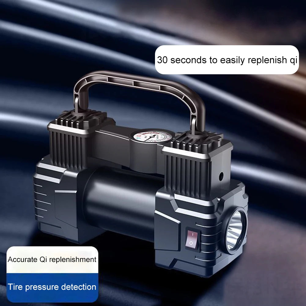 Mini Air Compressor 12V 150PSI Dual Cylinder Heavy Duty Tire Inflator with LED Light Car Electric Air Pump Auto Inflatable Pump