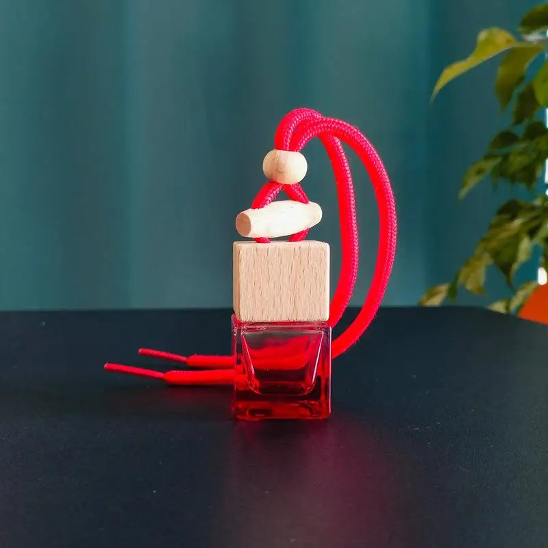 Square Glass Car Perfume Bottle Pendant | Empty Essential Oil Diffuser additional angle