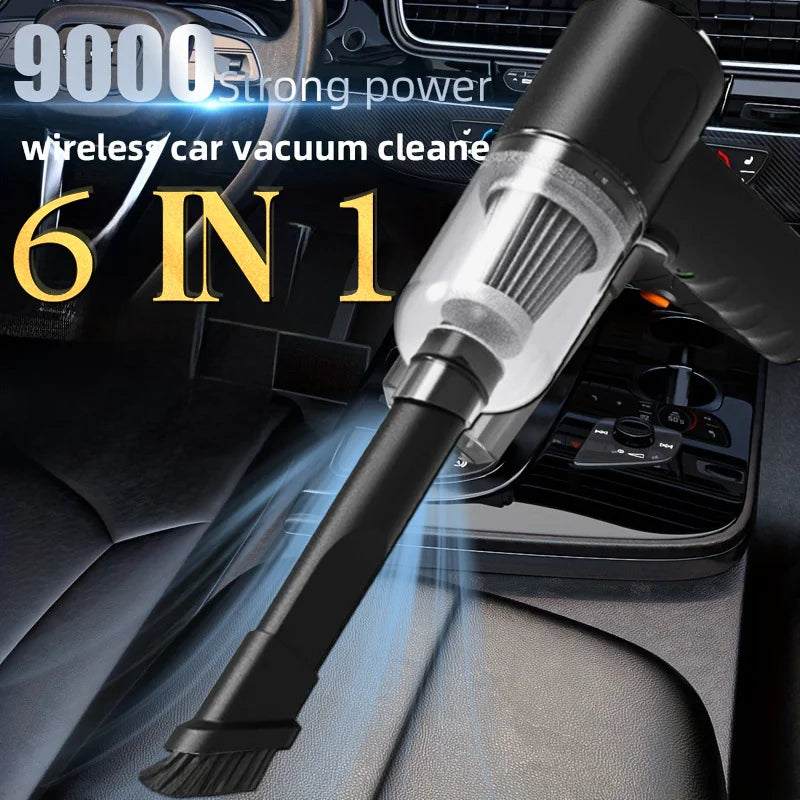 6 in 1 Car Vacuum Cleaner | Wireless Handheld Suction and Blower for Home and Auto