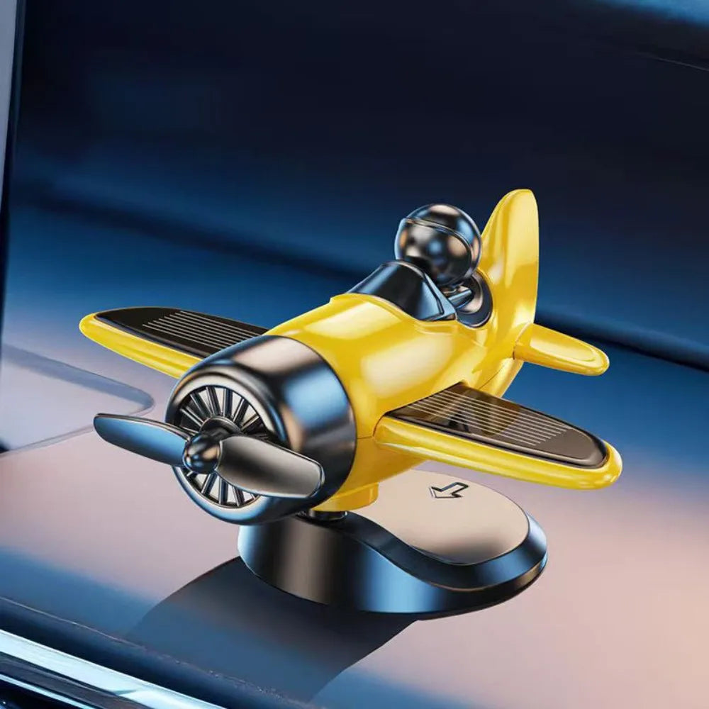 Cool Solar Powered Rotating Airplane Silent 360° Auto Spin Car Dashboard Ornament Multifunctional Car Interior Decoration Gifts