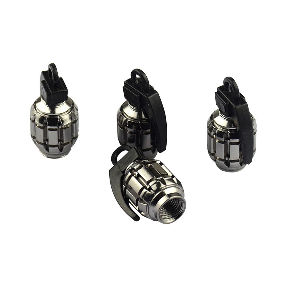4Pcs Grenade Design Aluminum Alloy Valve Stem Caps | Car Truck Motorcycle Tire Acce additional angle