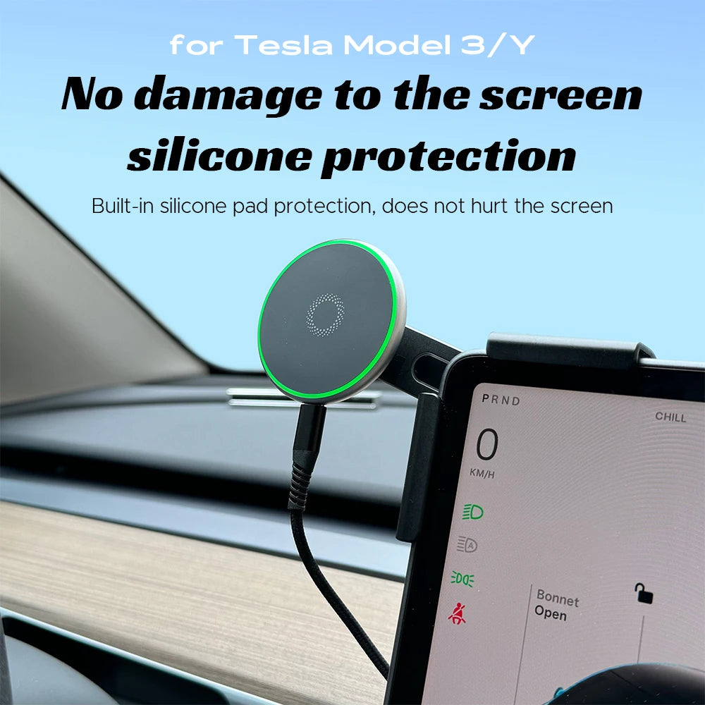Car Phone Mount Holder 15W Magnetic Wireless Charger | Compatible with MagSafe for Tes close-up view